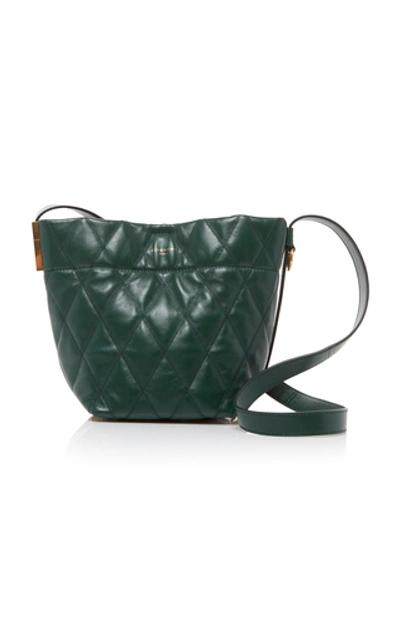Shop Givenchy Mini Quilted Leather Bucket Bag In Green