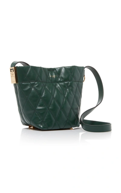Shop Givenchy Mini Quilted Leather Bucket Bag In Green