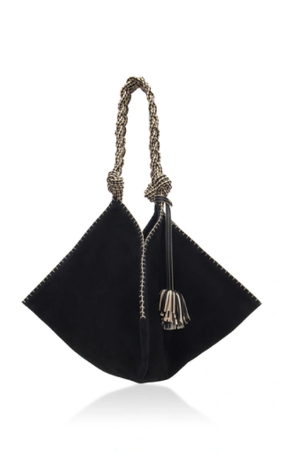 Shop Ulla Johnson Behati Origami Large Leather Shoulder Bag In Black