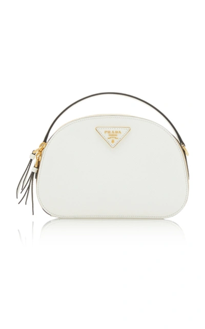 Shop Prada Odette Leather Bag In White