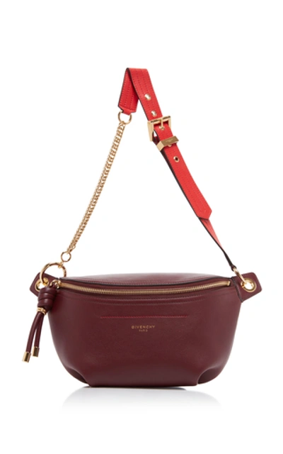 Shop Givenchy Whip Two-tone Leather Belt Bag In Burgundy