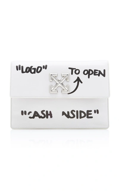Shop Off-white Jitney 1.0 Cash Inside Leather Bag In White
