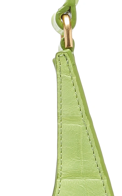 Shop Staud Rey Croc-effect Leather Shoulder Bag   In Green