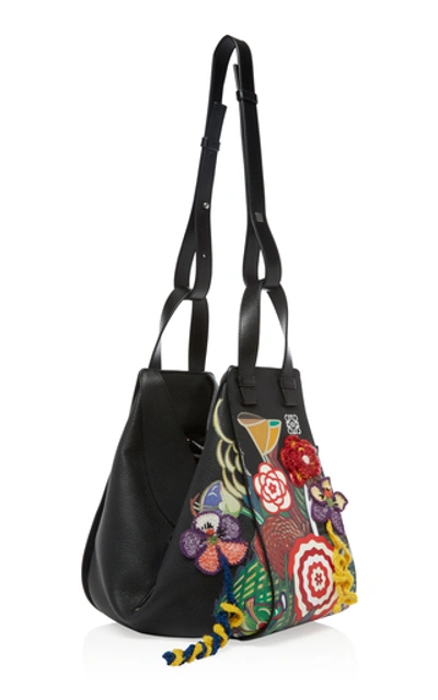 Shop Loewe Hammock Medium Floral-embellished Leather Bag In Multi