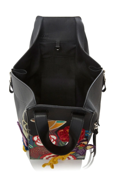 Shop Loewe Hammock Medium Floral-embellished Leather Bag In Multi
