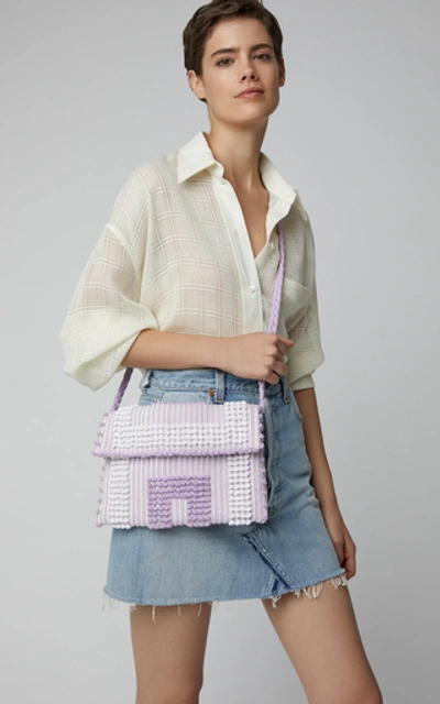 Shop Antonello Suni Textured Woven Bag In Purple