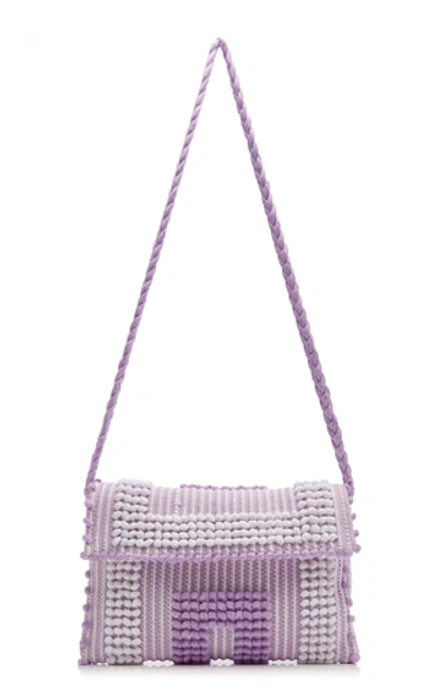 Shop Antonello Suni Textured Woven Bag In Purple