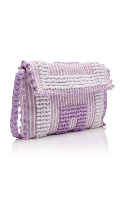 Shop Antonello Suni Textured Woven Bag In Purple