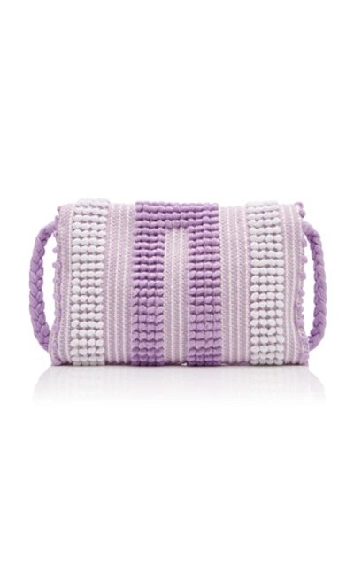 Shop Antonello Suni Textured Woven Bag In Purple