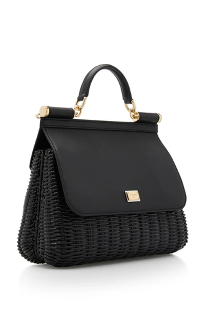 Shop Dolce & Gabbana Leather Sicily Bag In Black