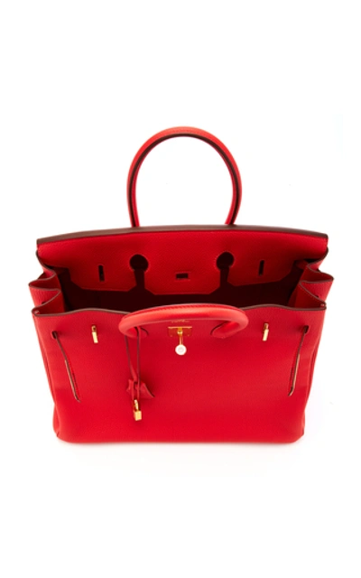 Shop Hermã¨s Vintage By Heritage Auctions Hermès 35cm Rouge Pivoine Togo Leather Birkin In Red