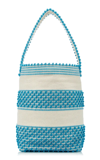 Shop Antonello Bultei Textured Woven Shoulder Bag In Blue