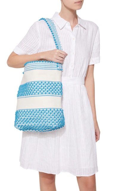 Shop Antonello Bultei Textured Woven Shoulder Bag In Blue