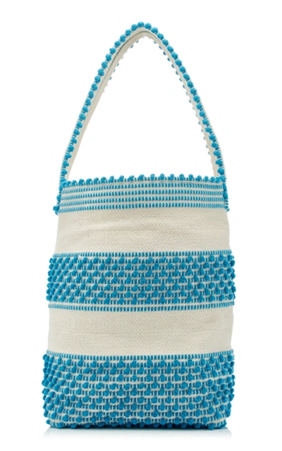 Shop Antonello Bultei Textured Woven Shoulder Bag In Blue