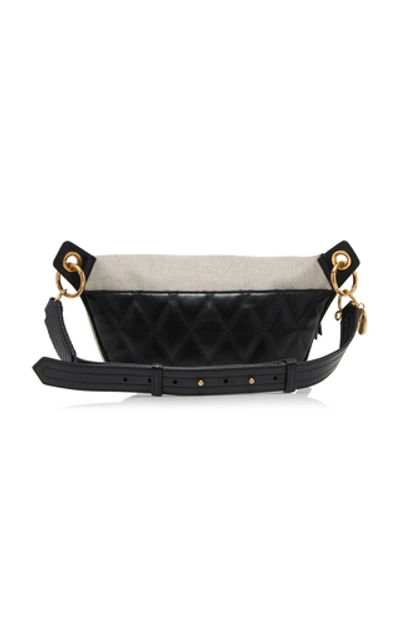 Shop Givenchy Whip Leather-trimmed Canvas Belt Bag In Black/white