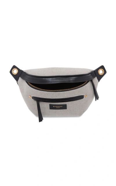 Shop Givenchy Whip Leather-trimmed Canvas Belt Bag In Black/white