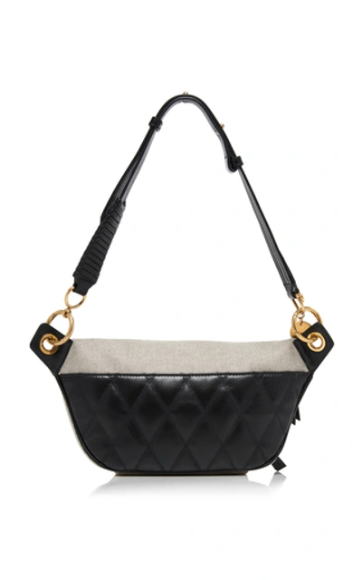 Shop Givenchy Whip Leather-trimmed Canvas Belt Bag In Black/white