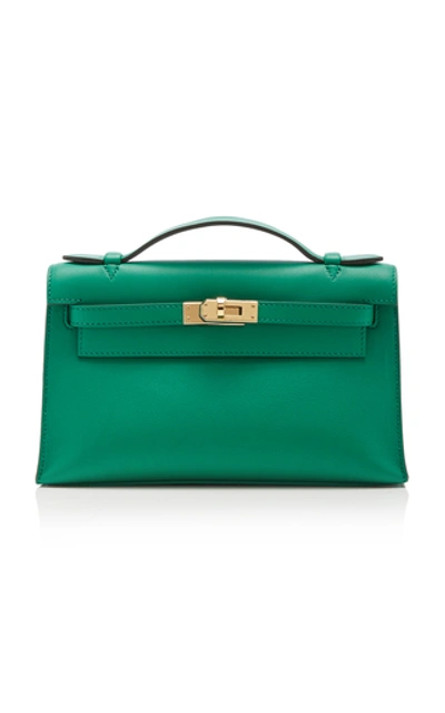 Shop Hermã¨s Vintage By Heritage Auctions Hermès Vert Vertigo Swift Leather Kelly Pochette In Green