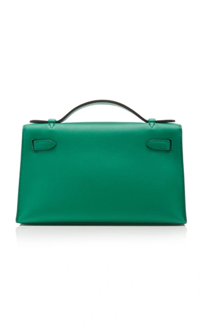 Shop Hermã¨s Vintage By Heritage Auctions Hermès Vert Vertigo Swift Leather Kelly Pochette In Green