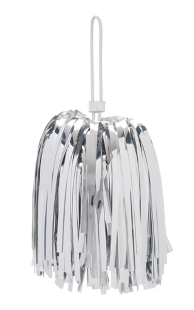 Shop Off-white Plastic Fringes Popon Bag In Silver