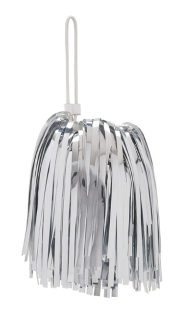Shop Off-white Plastic Fringes Popon Bag In Silver