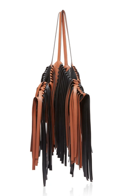 Shop Loewe Cocotte Fringed Leather Shoulder Bag In Brown