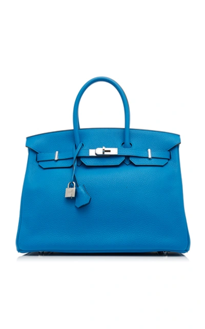Shop Hermã¨s Vintage By Heritage Auctions Hermès 35cm Blue Zanzibar Togo Leather Birkin