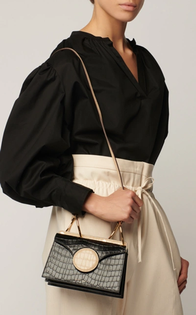 Shop Danse Lente Phoebe Mini Embossed Leather Bag In Black
