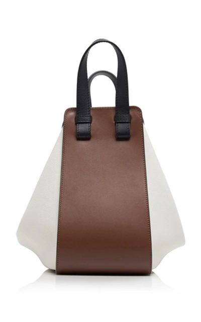 Shop Loewe Hammock Small Leather Shoulder Bag  In Black/white