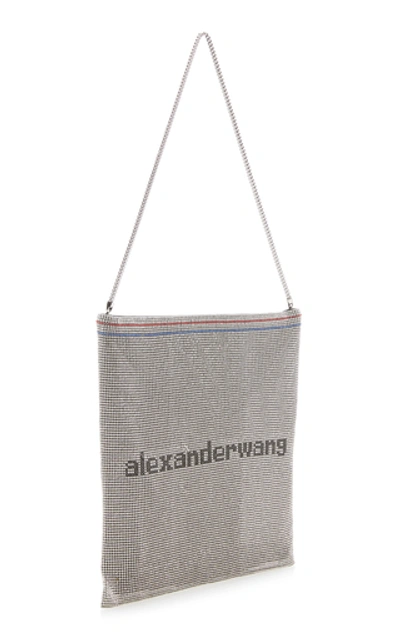 Shop Alexander Wang Wangloc Crystal-embellished Leather Shoulder Bag In Silver