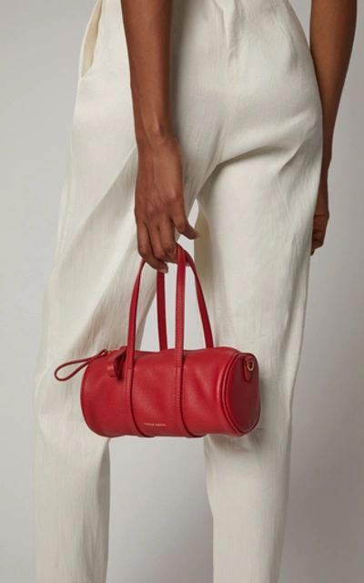 Shop Mansur Gavriel Gym Mini Textured-leather Duffle Bag In Red