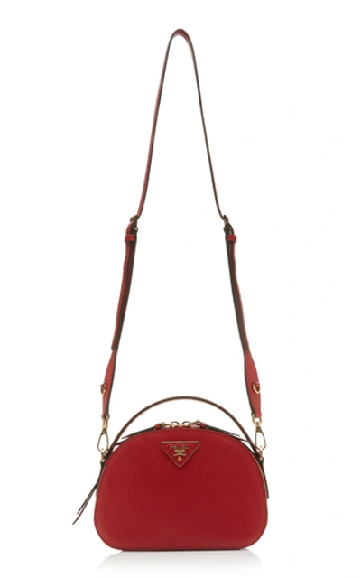 Shop Prada Bandoliera Textured-leather Shoulder Bag In Red
