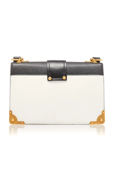 Shop Prada Cahier Large Two-tone Leather Shoulder Bag In Black/white