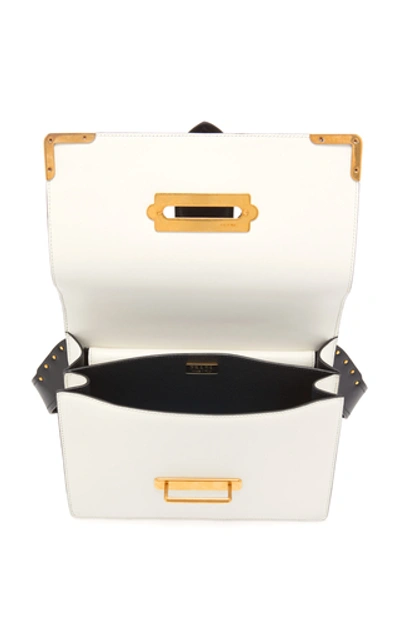 Shop Prada Cahier Large Two-tone Leather Shoulder Bag In Black/white