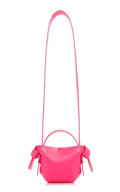 Shop Acne Studios Musubi Knotted Leather Shoulder Bag In Pink