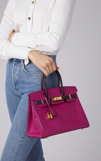 Shop Hermã¨s Vintage By Heritage Auctions Hermès 30cm Rose Pourpre And Raisin Chevre Leather Special Order Horseshoe Birkin In Purple