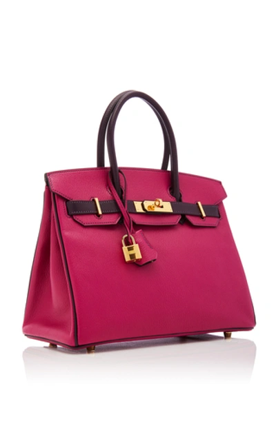 Shop Hermã¨s Vintage By Heritage Auctions Hermès 30cm Rose Pourpre And Raisin Chevre Leather Special Order Horseshoe Birkin In Purple