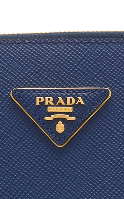 Shop Prada Galleria Medium Textured-leather Tote In Blue