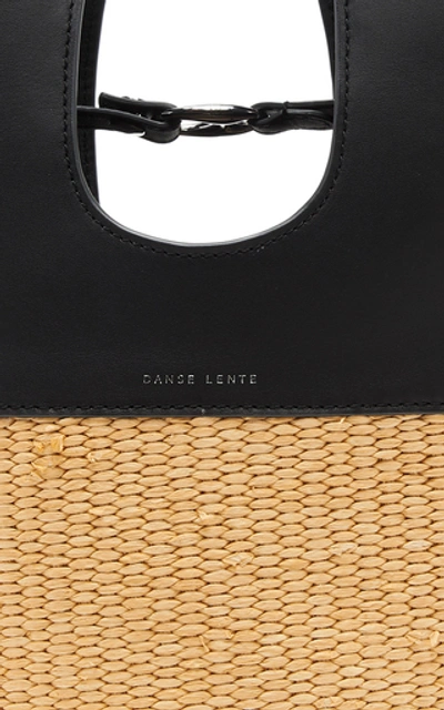 Shop Danse Lente Small Leather-trimmed Raffia Tote In Black