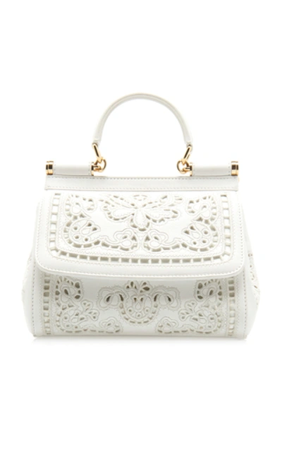 Shop Dolce & Gabbana Sicily Small Leather Shoulder Bag In White