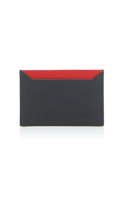 Shop Prada Printed Textured-leather Cardholder In Black