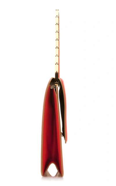 Shop Marni Cachè Leather Shoulder Bag In Red