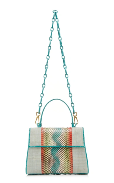 Shop Nancy Gonzalez Lexi Small Crocodile-paneled Straw Bag In Multi