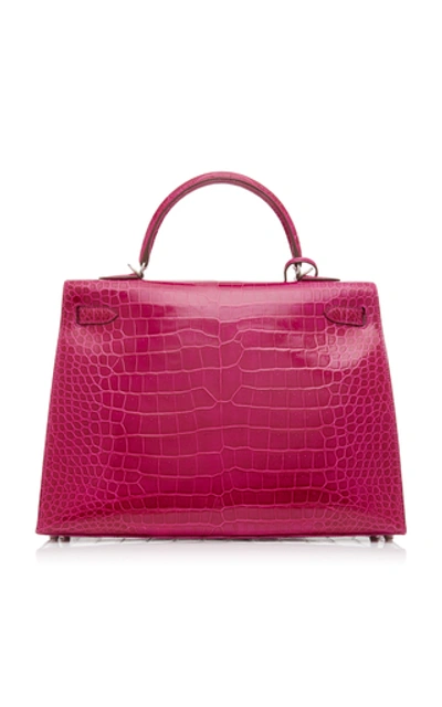 Shop Hermã¨s Vintage By Heritage Auctions Hermès 35cm Rose Scheherazade Porosus Crocodile Sellier Kelly In Pink