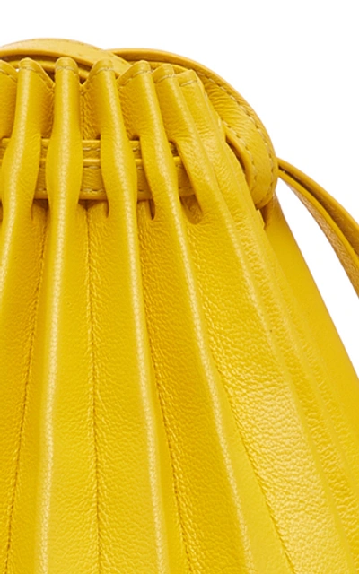 Shop Mansur Gavriel Pleated Leather Bag In Yellow