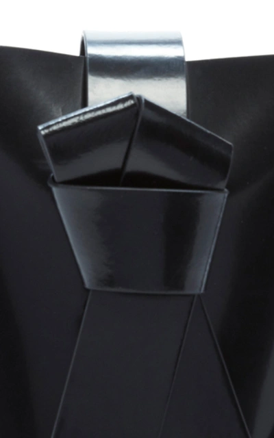 Shop Acne Studios Musubi Knotted Patent-leather Shoulder Bag In Black