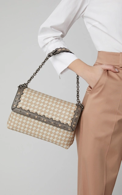 Shop Bottega Veneta Olimpia Small Two-tone Quilted Leather Shoulder Bag In White