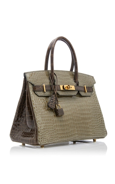 Shop Hermã¨s Vintage By Heritage Auctions Hermès 30cm Gris Elephant And Gris Tourterelle Crocodile Birkin In Neutral