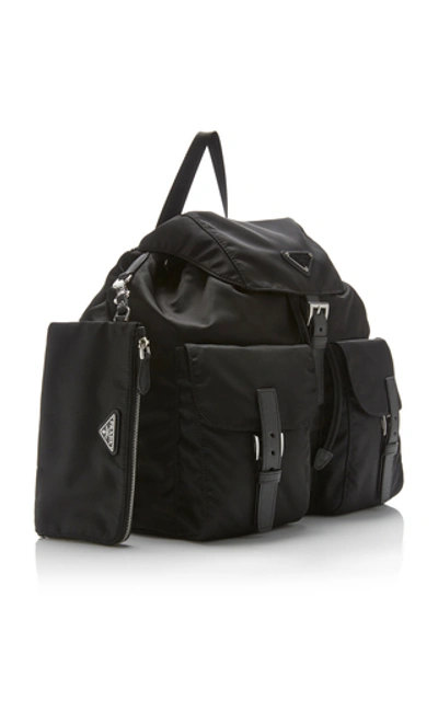 Shop Prada Women's Vela Medium Leather-trimmed Shell Backpack In Black