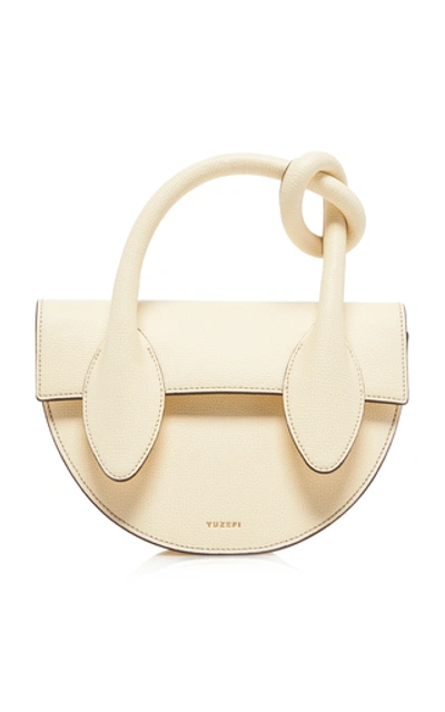 Shop Yuzefi Dolores Knotted Leather Top Handle Bag  In Neutral
